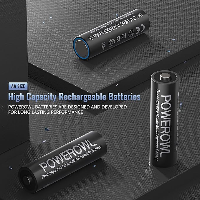 POWEROWL Rechargeable AA Batteries, 2800mAh High Capacity Double A Batteries NiMH Low Self Discharge, Qty 20