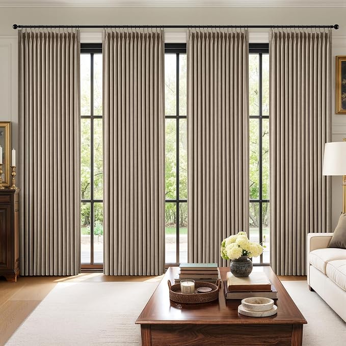 MIULEE Pinch Pleated 100% Blackout Curtains 40"x90" Burlywood Birch 4 Panel | by MIULEE