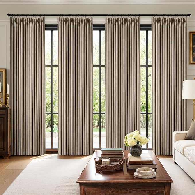 MIULEE Pinch Pleated 100% Blackout Curtains 40"x84" Burlywood Birch 4 Panel | by MIULEE