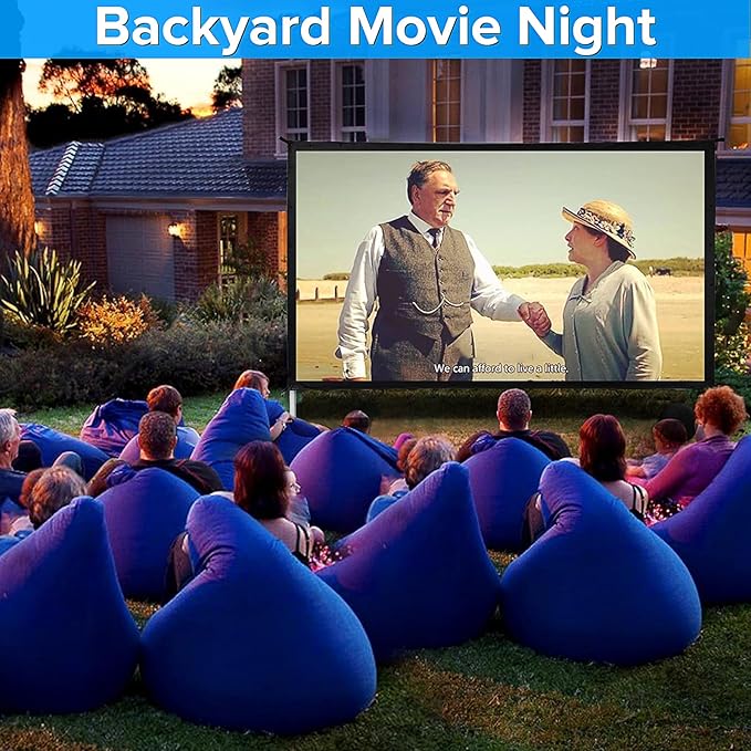 Projector Screen and Stand,JWSIT 110 inch Outdoor Movie Screen-Upgraded 3 Layers PVC 16:9 Outdoor Projector Screen,Portable Video Projection Screen with Carrying Bag for Home Theater Backyard