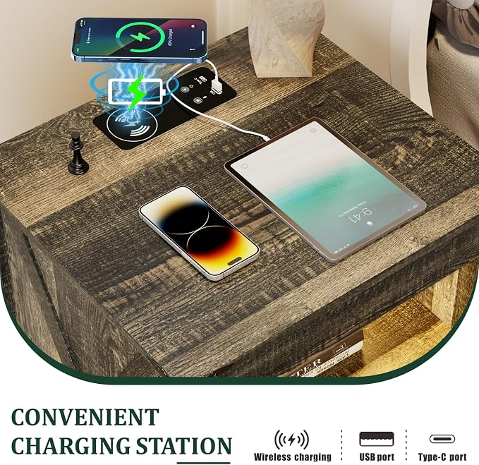 LED Night Stand with Gun Drawer & Charging Station | Human Sensor Lights - Image 3