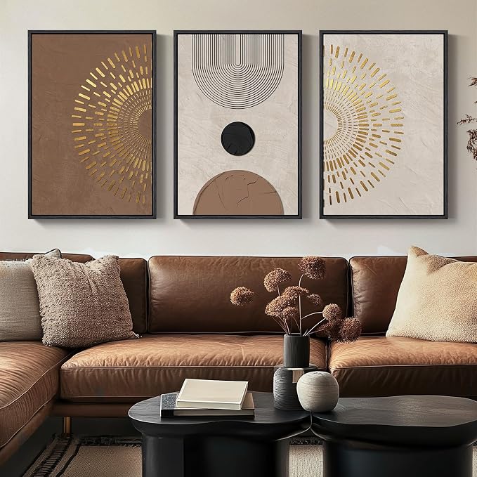 Boho Neutral Abstract Wall Art, 3 Piece, 20x30 In | Large framed pictures by Cuspin