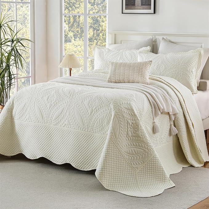Cmfshape Oversize King Bedspread 114"x102", 3 Pieces California King Size Quilt - Image 2