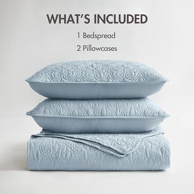 Madison Park King Quilt Bedding Set, Cottage-Inspired Damask, Classic Stitch - Image 9