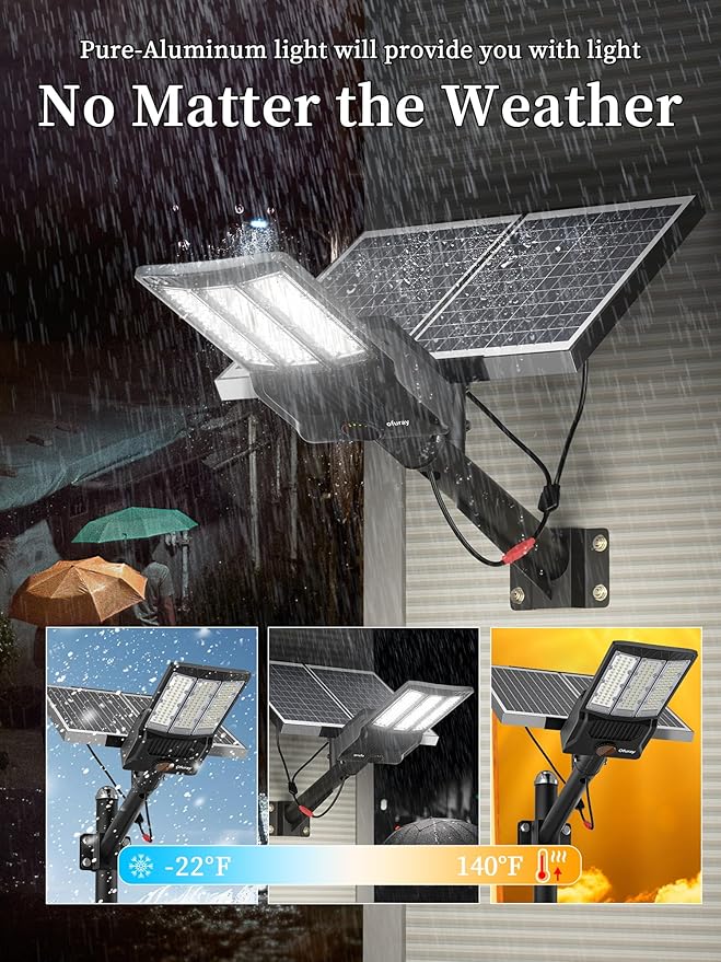 Ofuray OL-10600W Solar Street Lights Outdoor,50,000mAh Solar Parking Lot Security Lights Commercial up to 720,000Lm Distance,IP67 Street Dusk to Dawn with Remote Control for Street,Barn