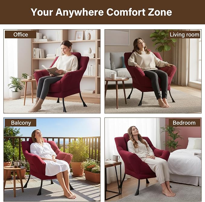 Welnow Burgundy Single Lazy Chair - Image 7