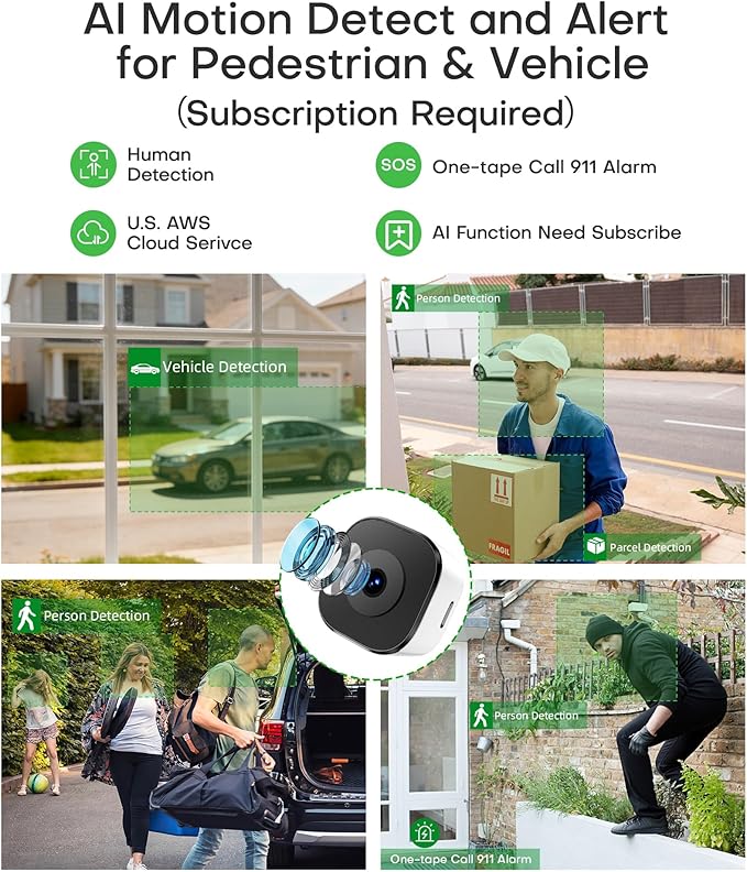 HomiQ 5MP 3K Window Camera for Home Security, 5G&2.4Ghz WiFi Human Detection Alert, AI Full Color Night Vision with Anti-Glare-Reflection 24/7 Events Recording, Easy Magnetic Mount for House/Apartment