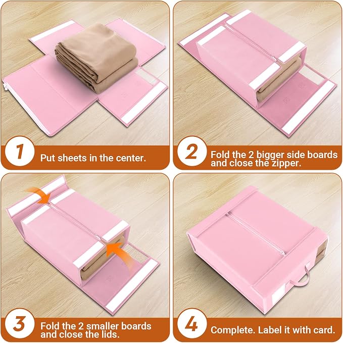 StorageTastic 4 Pack Bed Sheet Closet Organizers and Storage, Sturdy Foldable - Image 4