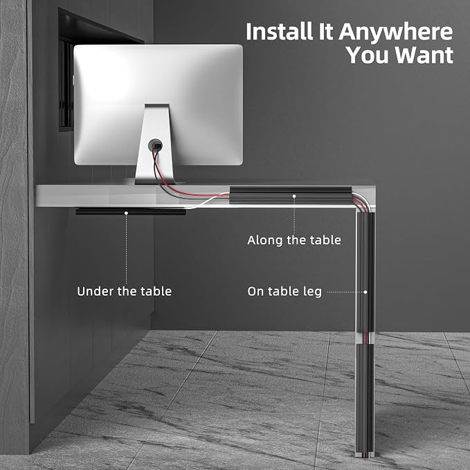 YECAYE 157in Cable Management Cord Organizer, Easy Install Self-Adhesive Cord - Image 3