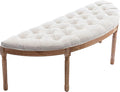 chairus 55" Button Tufted Semi-Circle Dining Bench Linen Halfmoon Entryway by CHAIRUS