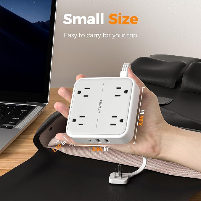 TESSAN Surge Protector Flat Extension Cord 3 Ft, Ring Plug Power Strip | 4 - Image 7