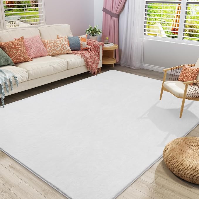 Large Area Rugs for Bedroom Living Room, 6x9 White Memory Foam Rug | Thickened by AmeareaDirect
