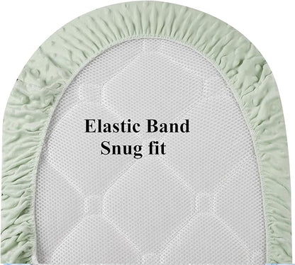 Dot Bassinet Sheet Set 2 Pack Stretch Fitted Bedside Sleeper Bassinet Sheets Sheets,Ultra Soft, for Baby Girls and Boys Light Green Dinosaur