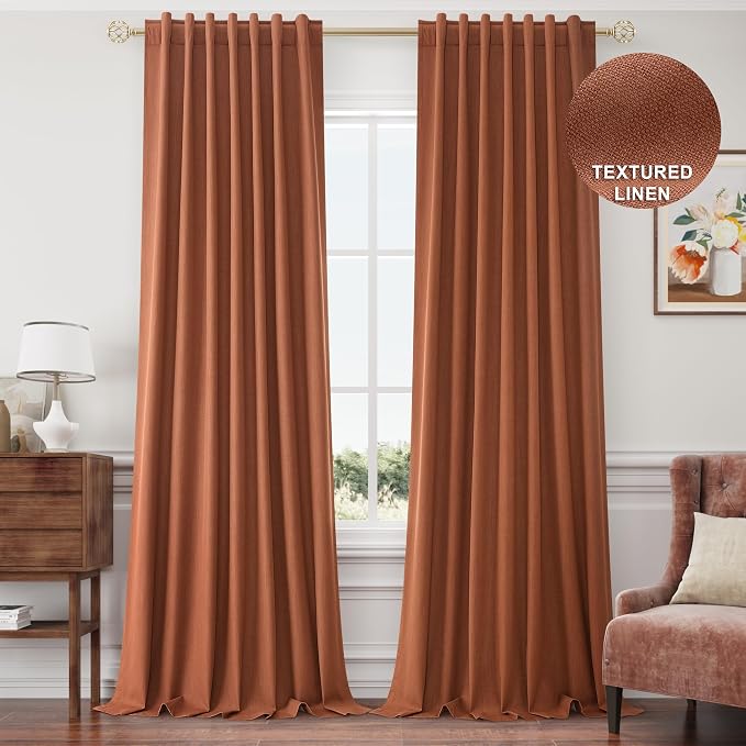 Joywell 100% Blackout Linen Curtains 102 Inch Long - Image 8