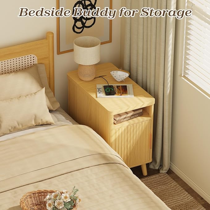 Huuger Narrow Nightstand with Charging Station, USB-C Port | Set of 2 Night - Image 5