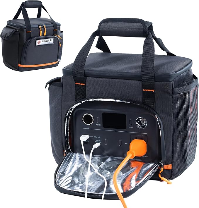 FRECOLSH Travel Carrying Case Compatible with Jackery Explorer 300/240/160, Portable Power Station Storage Case with Water- proof Bottom and Front Pockets for Jackery Accessories Solar Generator