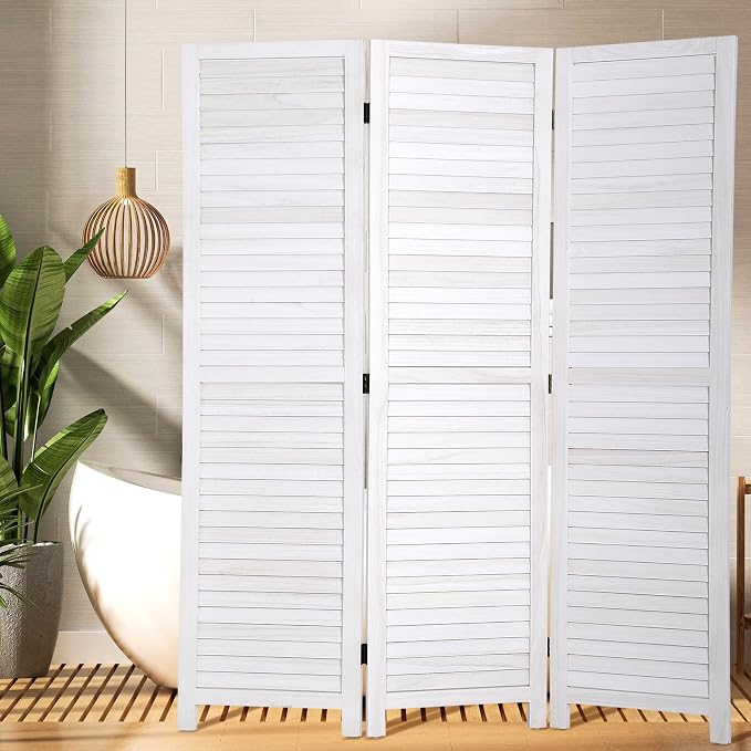 BLKMTY Room Divider 3 Panel Privacy Screen Folding Screen 5.6ft Tall Wood by BLKMTY