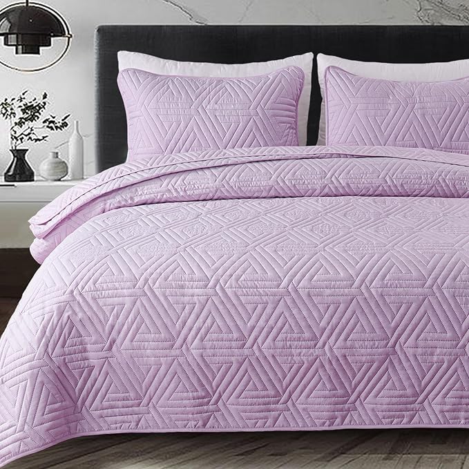 Whale Flotilla Soft Geometric Twin Quilt Set by WHALEFLOTILLA