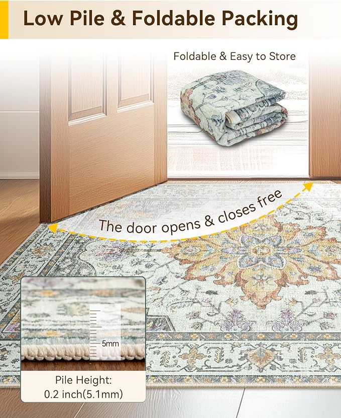 RELEANY Washable Area Rug, Runner 2'x5', Water Repellent, Pet Friendly - Image 6