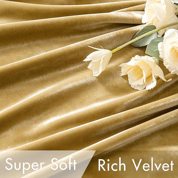 MIULEE Velvet Curtains 52x96 inches 2 Panels Gold Blackout Curtains | Luxury - Image 4