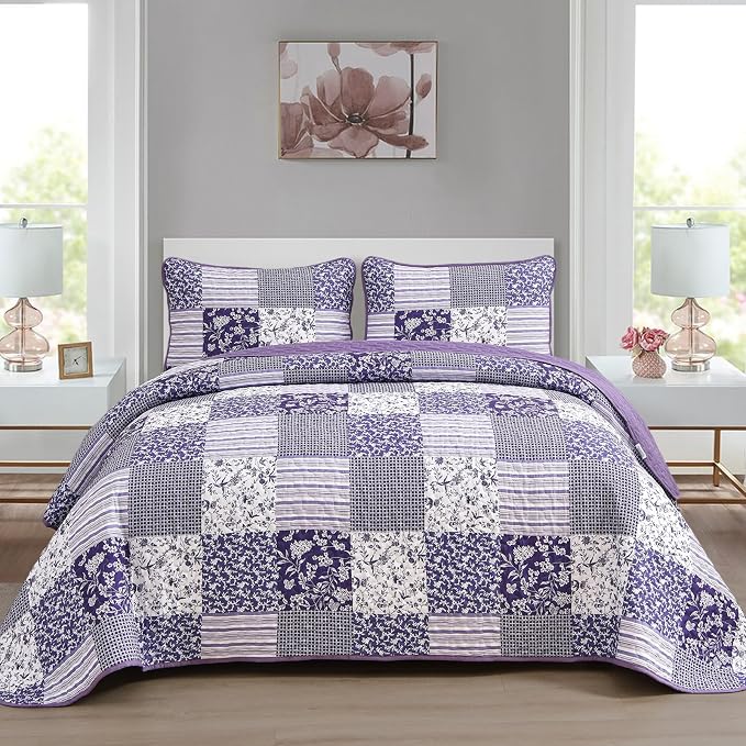 Mybedsoul Boho Quilts Queen Size, Patchwork Reversible Bedding Set, 3 Pieces by Mybedsoul
