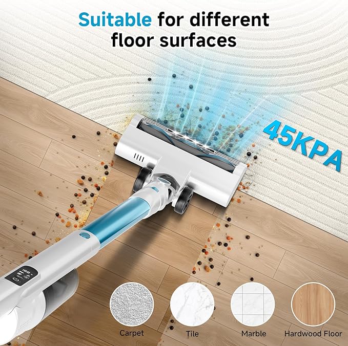 AKAVAC Cordless Stick Vacuum Cleaner with Auto Empty System Self-Charging Base, Powerful Suction for Pet Hair on Carpet & Hardfloor, Lightweight Anti-Tangled Handheld Vacuum, HEPA Filtration, Blue