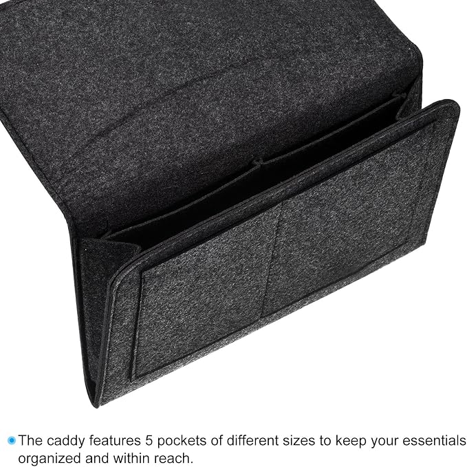 PATIKIL 13in Bedside Caddy, Bed Caddy Bedside Organizer Hanging 5 Pocket Soft - Image 3