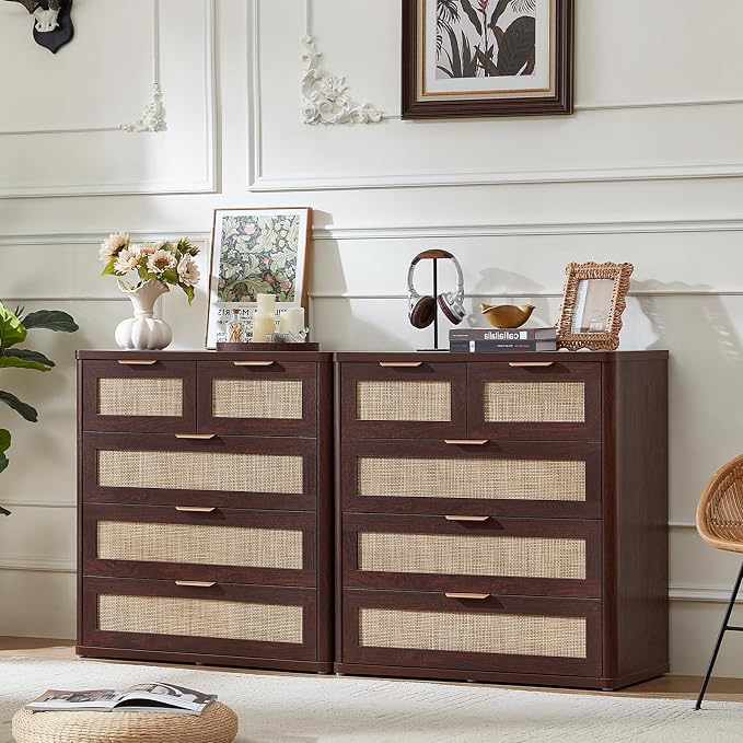 LEYAOYAO Dresser for Bedroom Set of 2, 33.5" Tall Chest of Drawers, Modern 5 by LEYAOYAO-Findtheshiningpointofyourideallife%EF%BC%81
