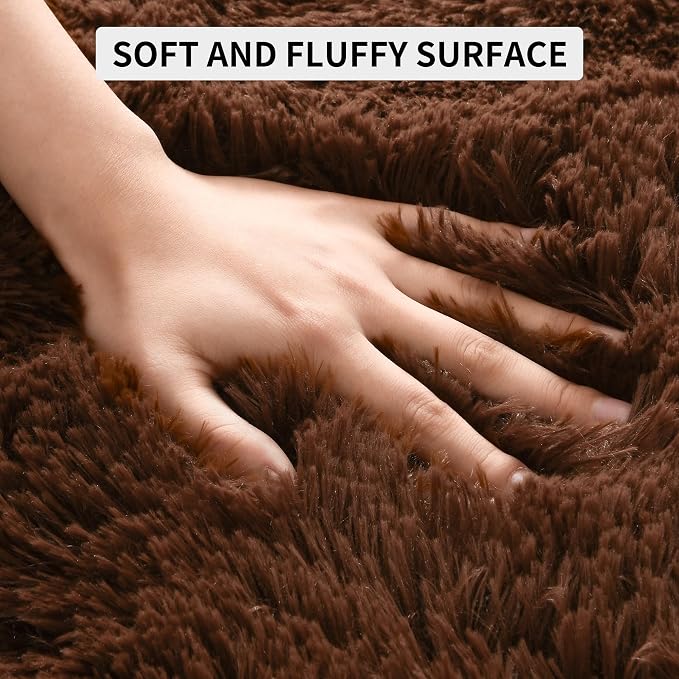 8x10 Brown Area Rugs for Living Room Bedroom, Soft Fluffy Plush Shaggy Girls - Image 6