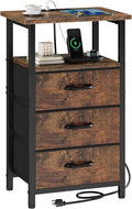 Nightstand with Charging Station, Bedside Table with USB Ports and Outlet by Vagusicc