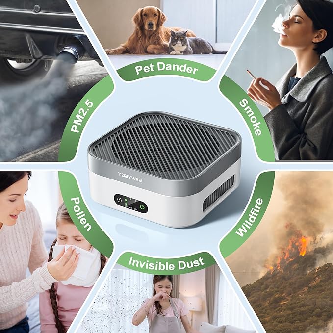 TDBYWAE Air Purifier for Home – True HEPA Filter for Pets, Smoke & Allergies | 600 Sq Ft Coverage | Ultra-Quiet & Portable for Bedroom/Travel
