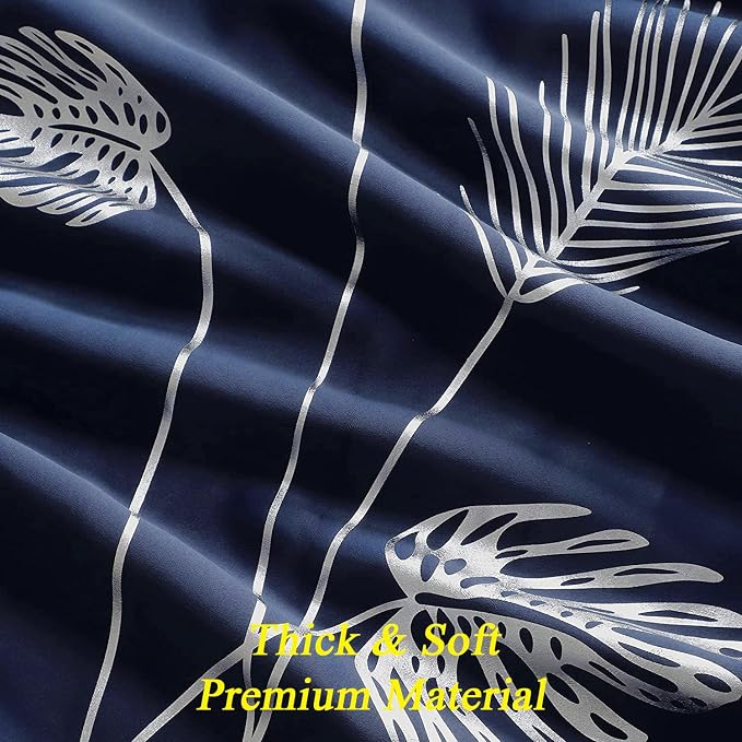 Silver Blackout Curtain for Bedroom 100W x 84L Inch Elegant Silver Palm Tree - Image 8