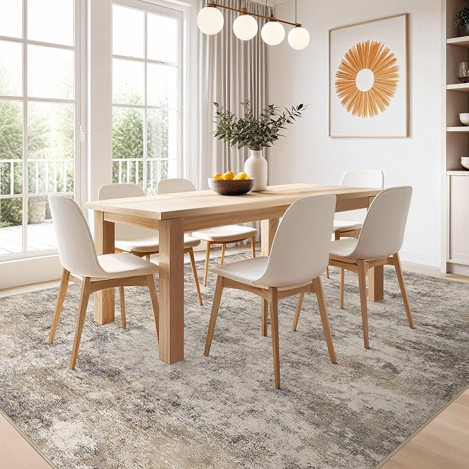 Nakagishi Boho 7x9 Area Rug Living Room Rugs Machine Washable Brown Grey | Soft - Image 6