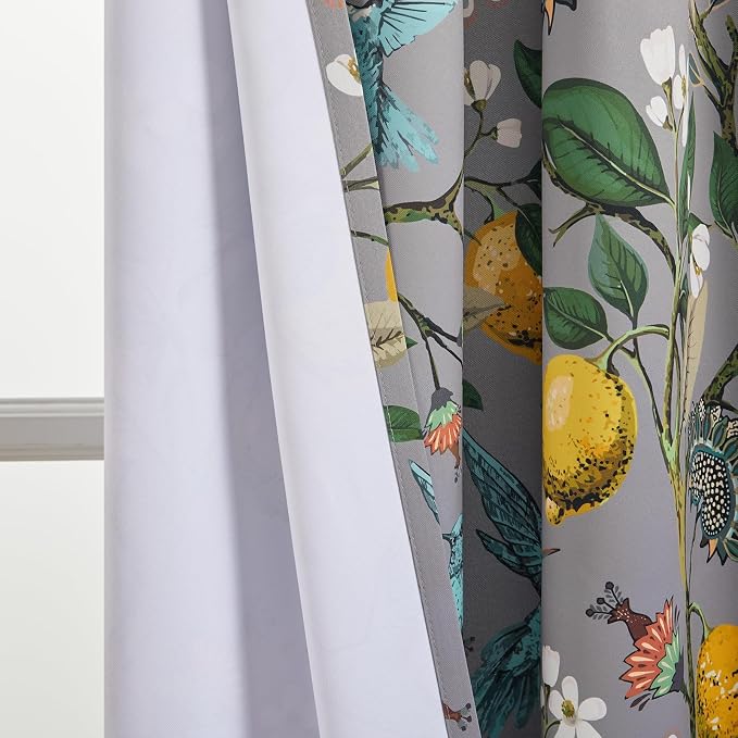Topfinel Black Dark Floral Grey Blackout Curtains, 84 Inch Length - Image 9