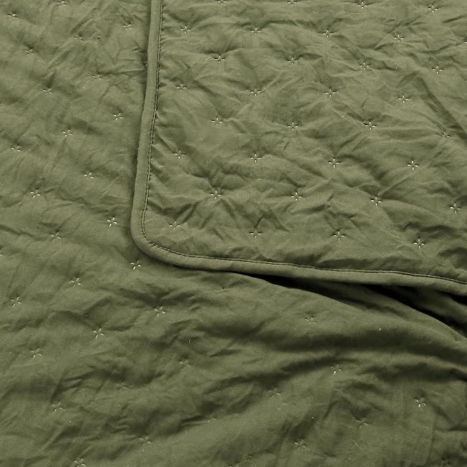 Olive Green Cloud King Size Quilt Bedding Sets - Image 8