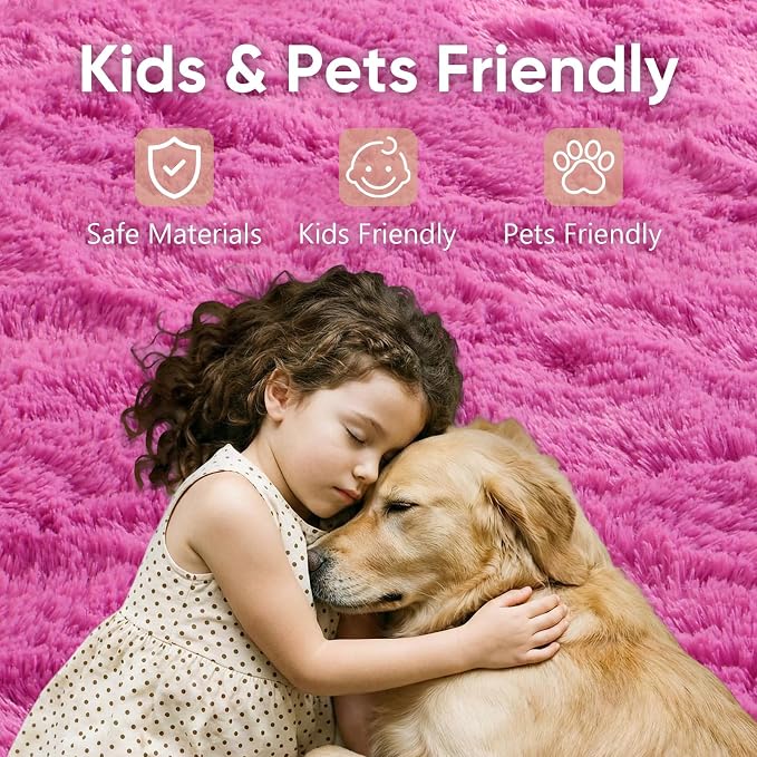 10x14 Extra Large Hot Pink Fluffy Soft Area Rug Non-Slip - Image 7
