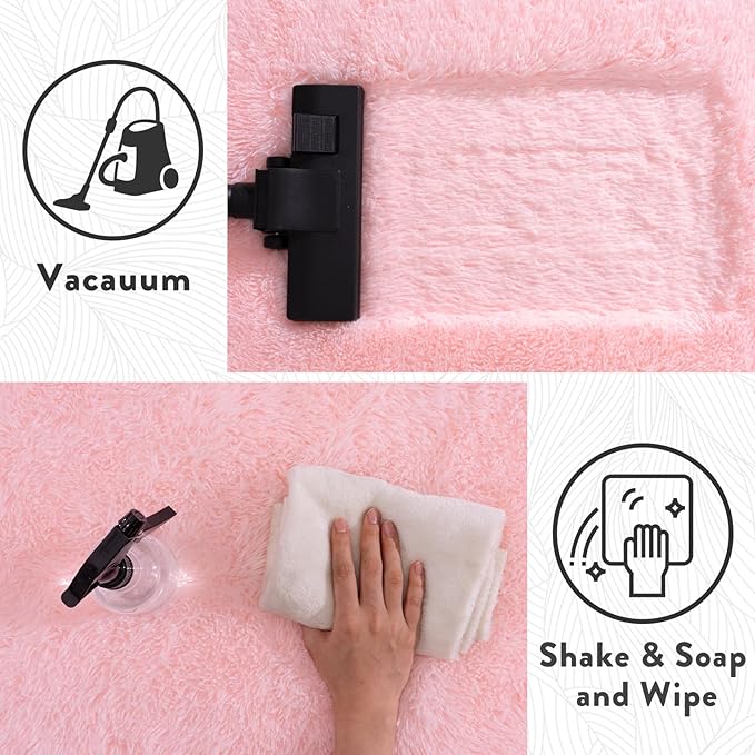 Small Pink Rug for Bedroom, 2x3 Fluffy Shaggy Area Rugs for Girls Kids Room, Soft Non-Slip Fuzzy Shag Carpet for Living Room, Indoor Floor Throw Rugs for Home Decor