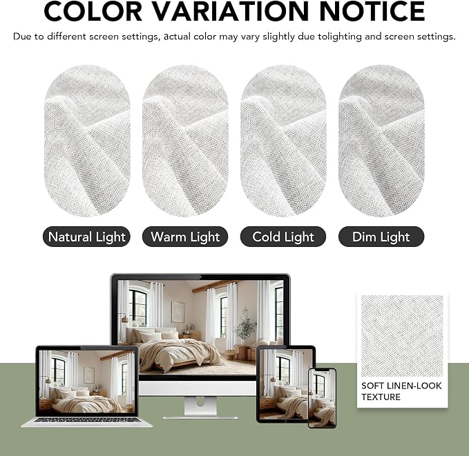 Deconovo Faux Linen 100% Blackout Curtains - Image 9