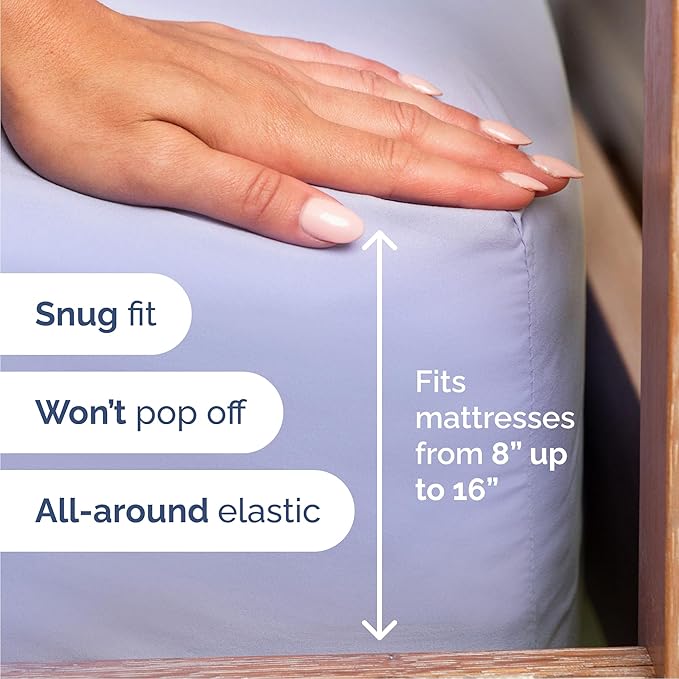 Queen 6 Piece Sheet Set - Cooling, Comfy & Breathable - Hotel Luxury Bedding, Includes Fitted Sheet for Women, Men, Kids & Teens - 1 Flat, 1 Fitted Sheet, 4 Pillowcases with Deep Pockets - Lavender