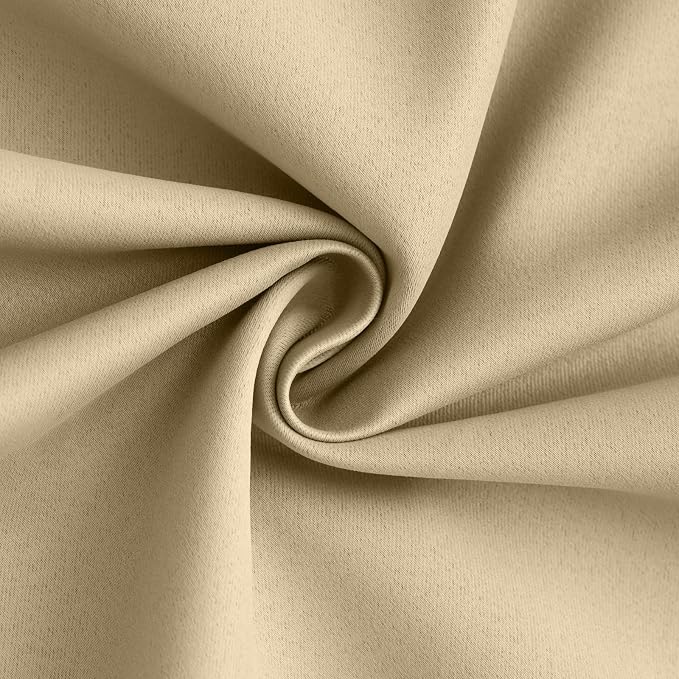 Yakamok Beige 100% Blackout Curtains 72 Inches Long - Image 3