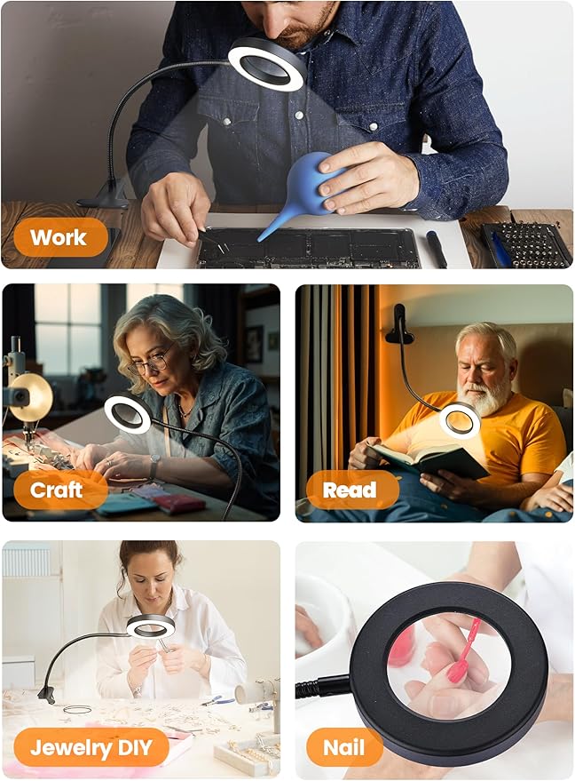10X Magnifying Glass with Light, 5 Colors+10 Brightness Magnifier with Light | - Image 6