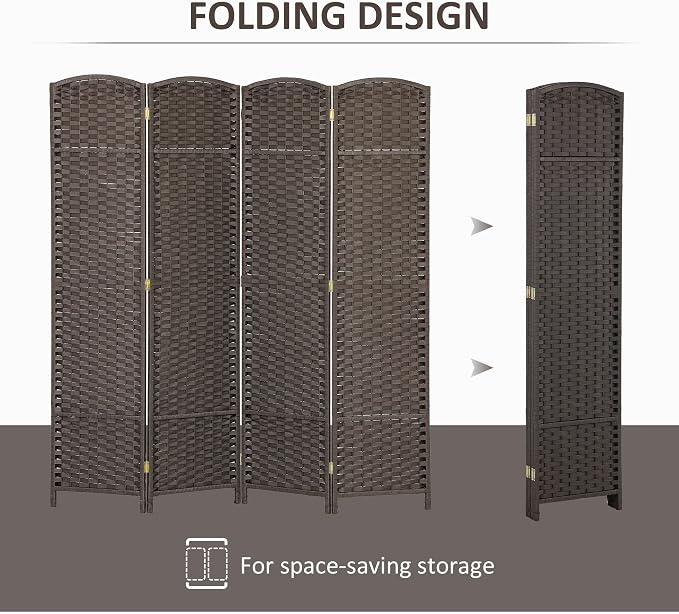 HOMCOM Room Divider 4 Panel Folding Privacy Screen 5.6' Tall White | - Image 4