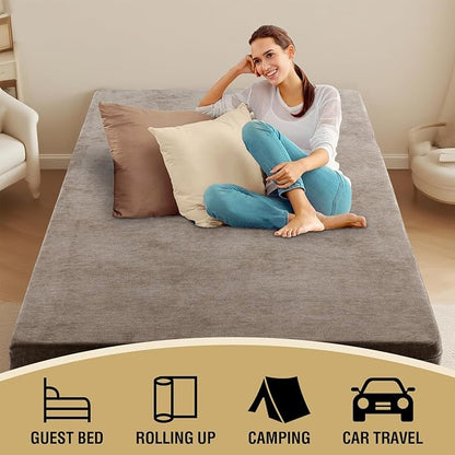 H.VERSAILTEX Queen Size Armless Futon Mattress Covers for Traditional Japanese Futon Mattress Soft Chenille Couch Slipcovers Floor Mats Sofa Protector Zippered Sleeper Sofa Cover,Taupe