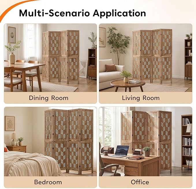 GIANTEX 4 Panel Folding Room Divider, Wood Privacy Screen - Image 4