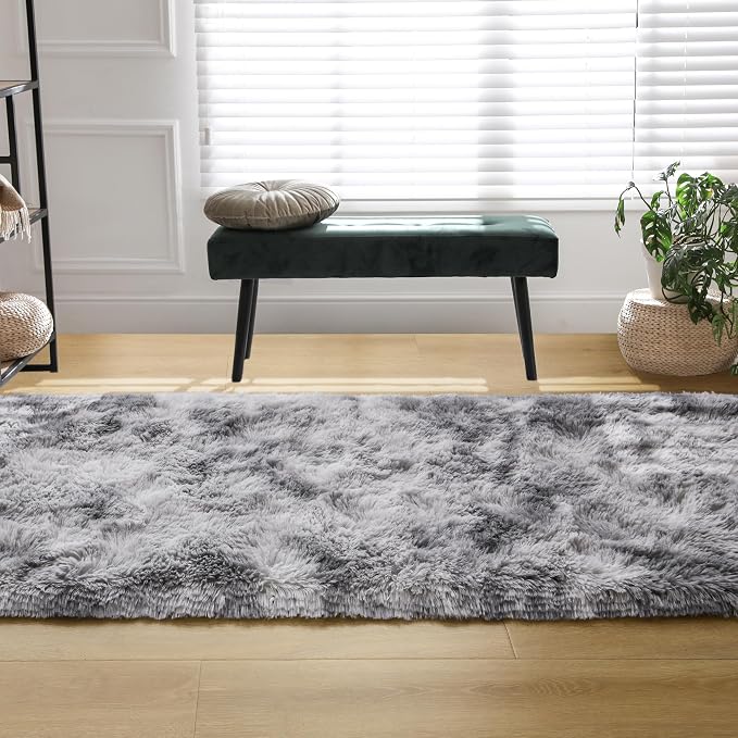 Fluffy Runner Rugs for Bedroom Aesthetic 2x6 Feet, Shag Soft Bedside Rug - Image 5