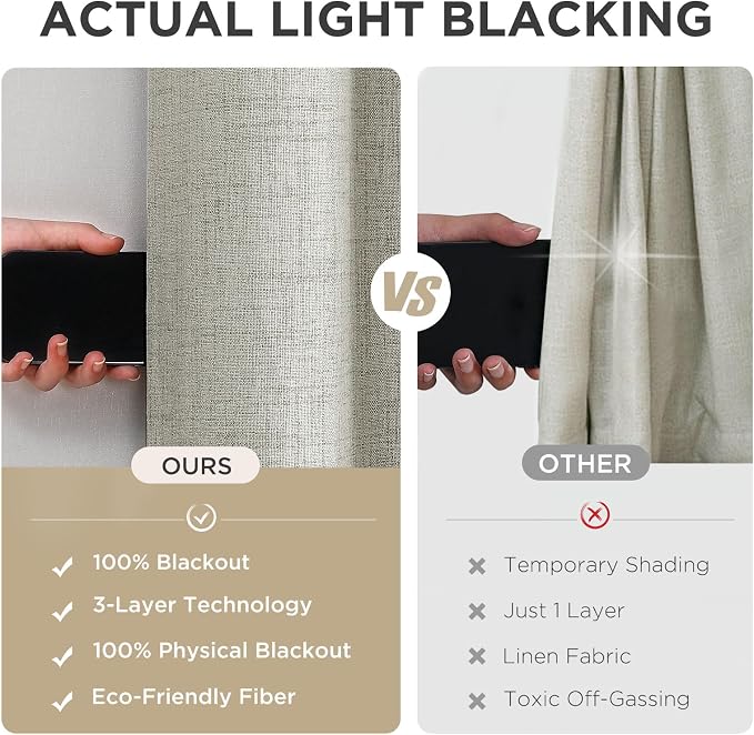 Joydeco Blackout Room Divider Curtains, Extra Wide Light Beige Sliding Door - Image 6