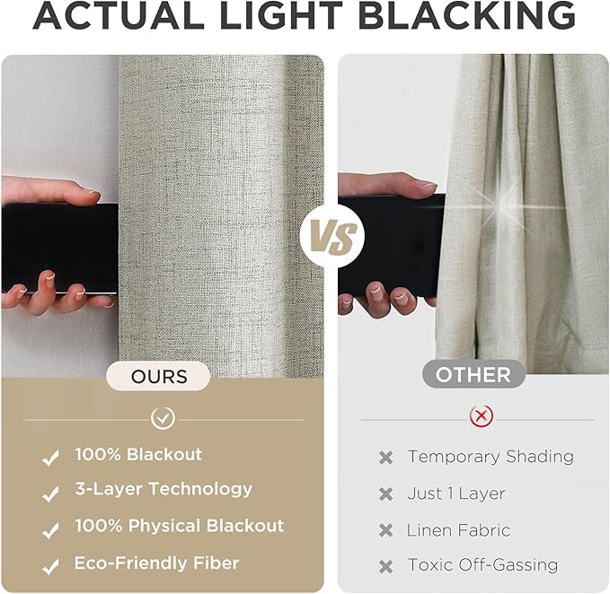 Joydeco Blackout Curtains 72 Inches Long 2 Panels Burg, Room Darkening Curtains - Image 6