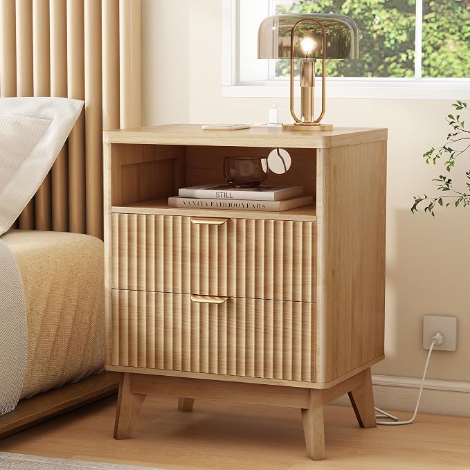LYNCOHOME Fluted Nightstand by LYNCOHOME