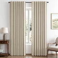 MIULEE 100% Blackout Linen Curtains 42 x 63 Inch Cobblestone 2 Panels | Thermal by MIULEE