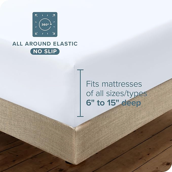 Bare Home Hotel Luxury Split California King Sheet Set, Extra Soft, Deep Pockets, Easy Fit, Cooling & Breathable, Wrinkle, Fade, Stain Resistant, Includes 4 Pillowcases (Split Cal King, White)